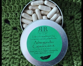 Organic Ashwagandha Capsules: 500mg, Vegan, Ayurveda