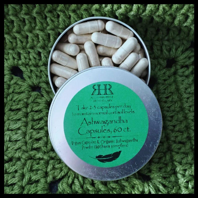 Organic Ashwagandha Capsules: 500mg, Vegan, Ayurveda 60-count