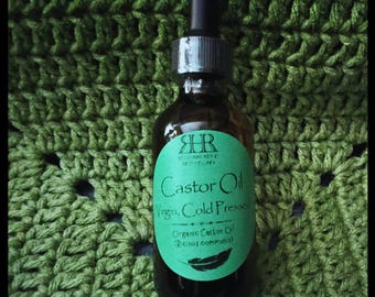 Castor Oil, Virgin Cold-Pressed, 2oz. Glass Bottle