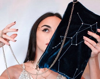 Cosmo clutch made by velvet. Choose your constellation clutch. Galaxy clutch/Starry Night/glow stars/christmas