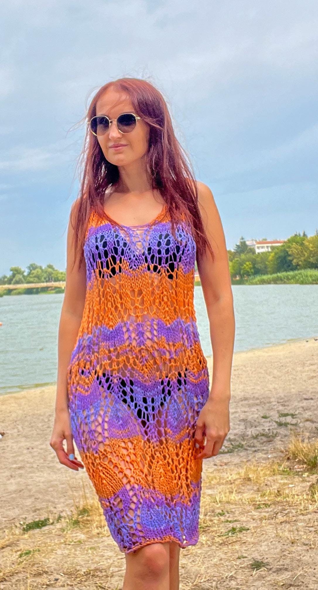 knitted beach dress crochet LOUSEA Women Beach Crochet Knit Dress tie Waist Hollow Out Cover up Dress  Flower Embellished Maxi Dress Sleeveless Beach Dress (Blue,S) at Amazon  Women's Clothing store