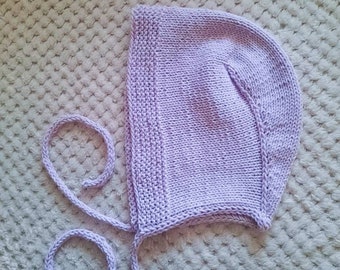Violet Knit Bonnet: Cotton Blend Baby Toddler Hat