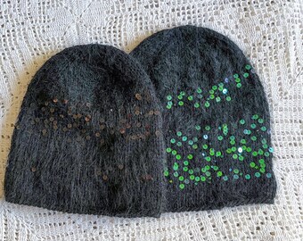 【MUCENT♥] Puni Angora Knit Beanie Unisex (5 Colors) Sequins Knit Beanie Hat/ Angora Knit Beany/angora Knit
