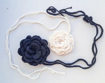 Crochet Rose Choker: 100% Cotton Flower Necklace