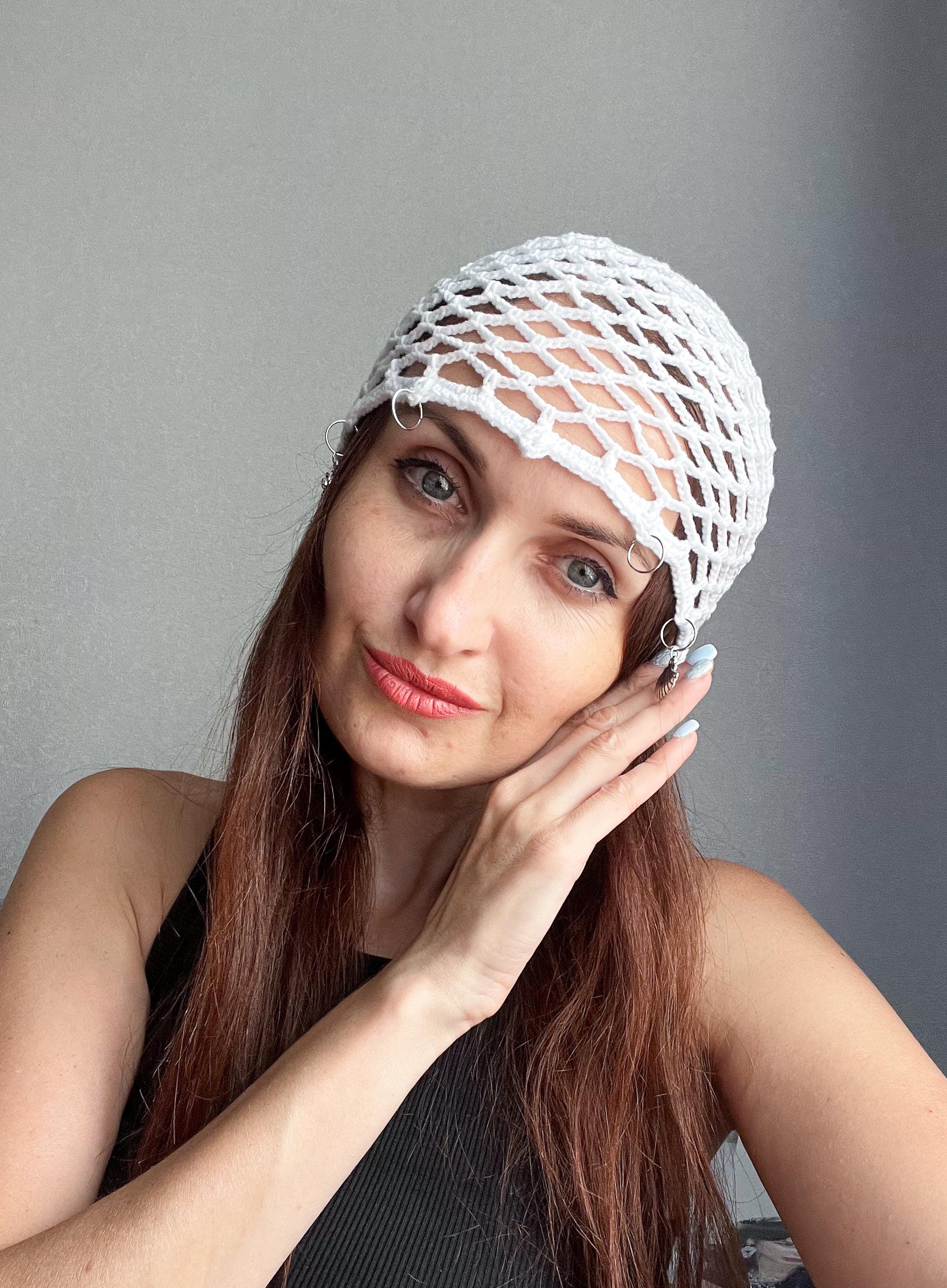 VTG Hand Crocheted White Head Wrap Hat Made in Japan Linen White Shell Sun Hat | Hand Crocheted | Eilish Studio main image 3