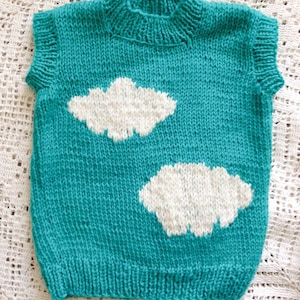 Knit baby vest/baby vest with clouds/baby knitted clouds vest/knit vest for toddler