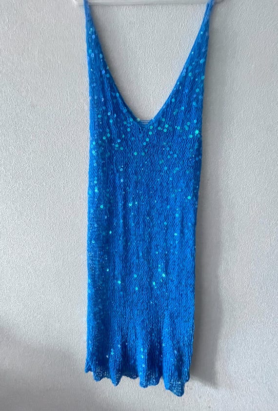 blue sparkle knit dress Turquoise Mesh Sequins Beach Dress/knit Sequin Beach Dress/shiny Disco Knit Dress/sparkly Knit Dress/turqoise Sequin Knit Beach Tunic Lumira