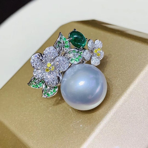 Akoya Pearl And Diamond Ring | Etsy
