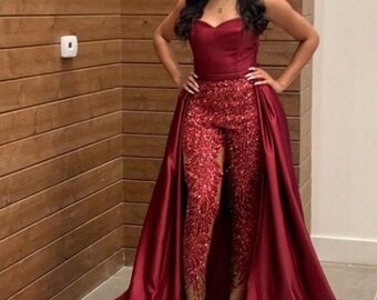 formal jumpsuit with train