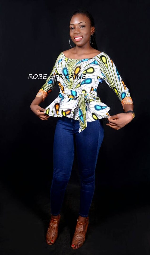 african print peplum top plus size