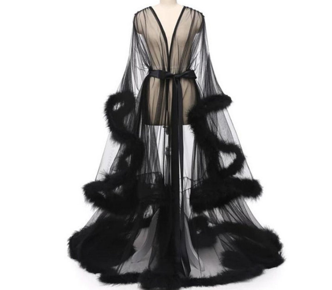 Bridal robe feathers/ Wedding robes for bride/ Fur trimmed Etsy