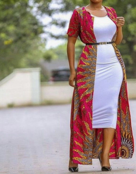 african print kimono dress