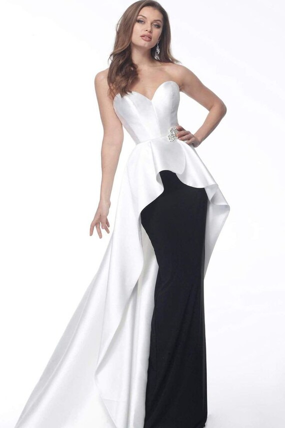 white high low peplum top