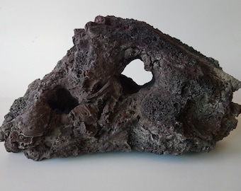 Large Aquarium Lava Rock - Statement Piece - Aquascapes - Red & Black Coloring - Scenic Aquarium And Fish Tank Decor - Hand Carved Piece