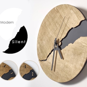 Modern Wall Clock Silent Unique Wood Minimalist Wall Clock 16 14 12 inches