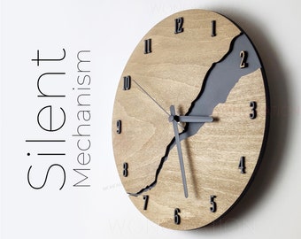 Modern Wall Clock with Numbers Silent Unique Wood Minimalist Wall Clock 16 14 12 inches