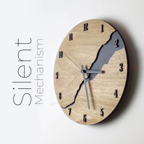 Horloge murale moderne avec numéros Silencieux Unique Bois Minimaliste Horloge murale 16 14 12 pouces