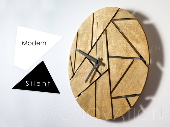 Orologio da parete moderno Silenzioso Unico legno Geometrico