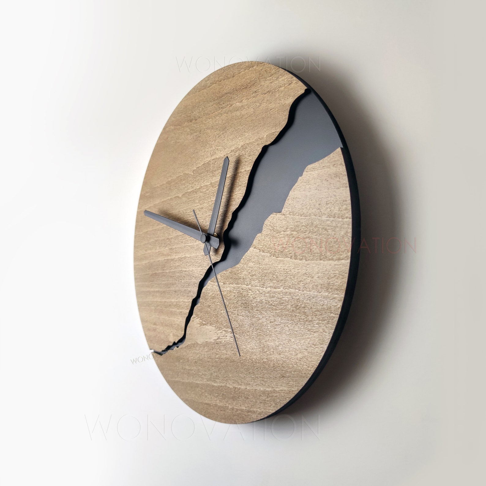 Modern Wall Clock With Numbers Silent Unique Wood Minimalist | Etsy