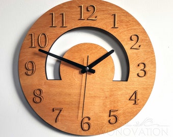 Wooden Wall Clock | Oak Wood | Large Clock for Livingroom, Bedroom and Kitchen | Modern, Minimalist Wall clock