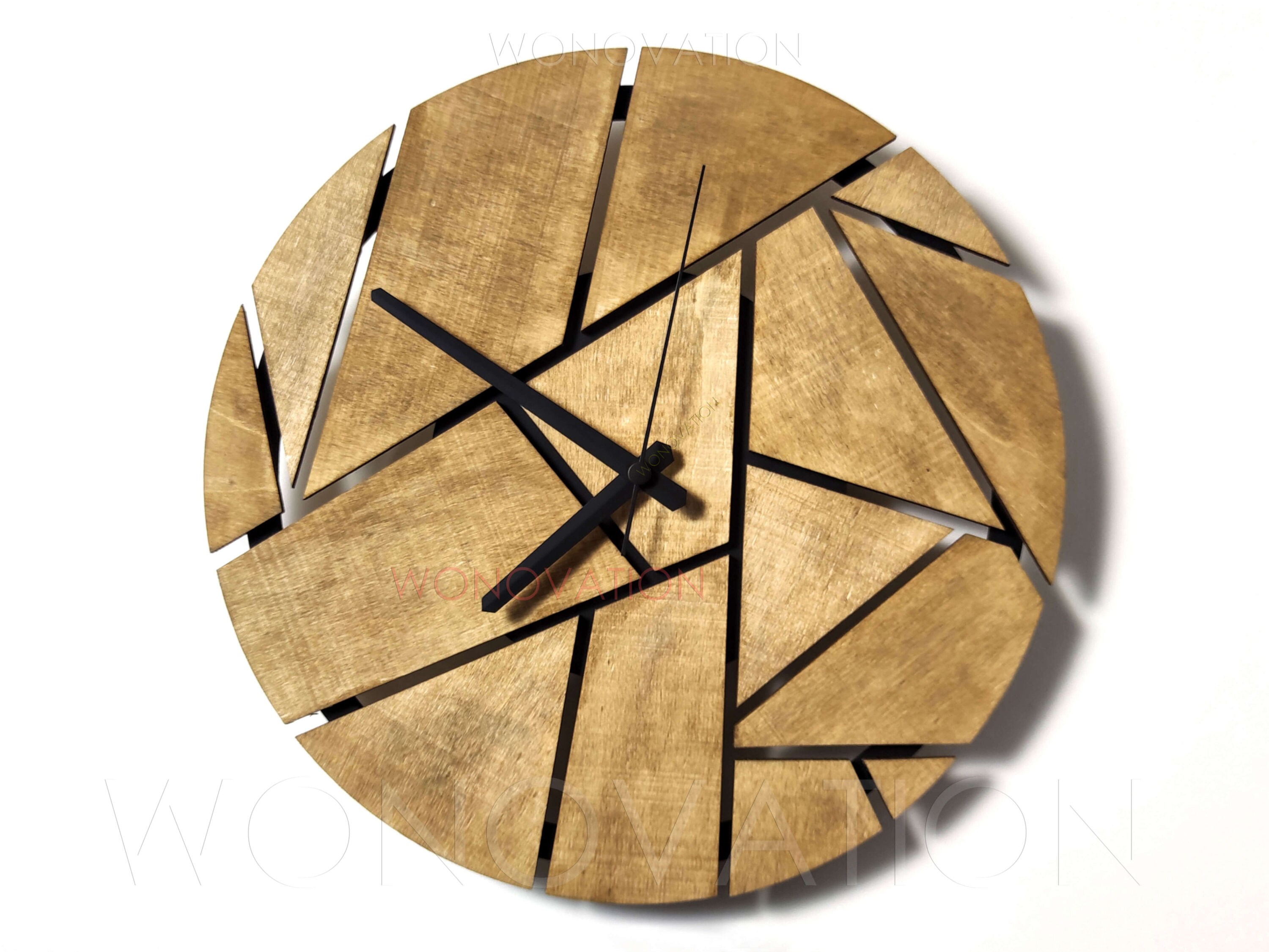 Modern Wall Clock Silent Unique Wood Geometric Wall Clock 16 Etsy UK