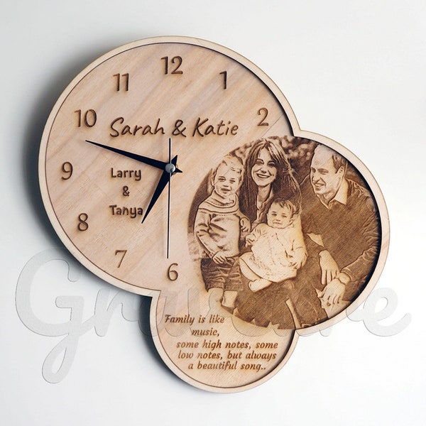 Wood Burning Art, Custom Wood Clock, Custom Photo on Wood, Wood Burned, Father's Day Gifts, Fathers Day Gift, Dad Gifts, Gift for Dad