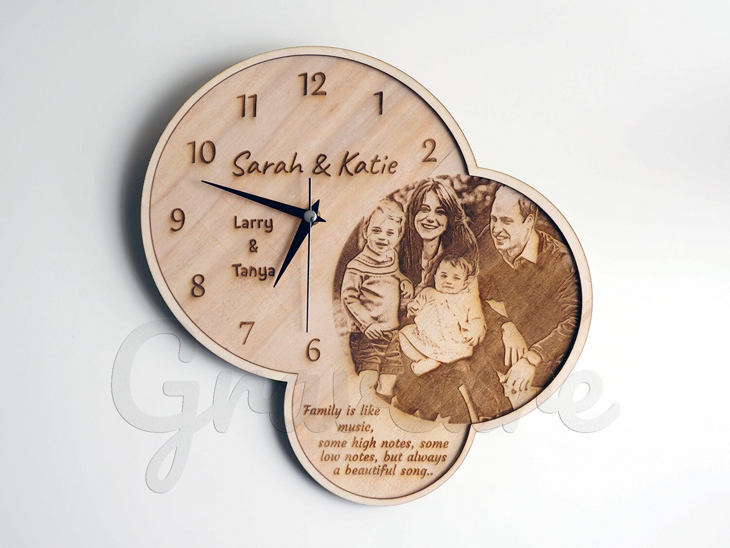 Wood Burning Art Custom Wood Clock Custom Photo on Wood - Etsy