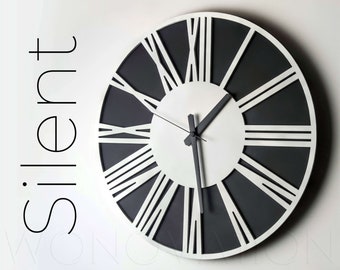 Reloj de pared único Silencioso Madera moderna Minimalista Reloj de pared grande 20 16 pulgadas Negro Blanco