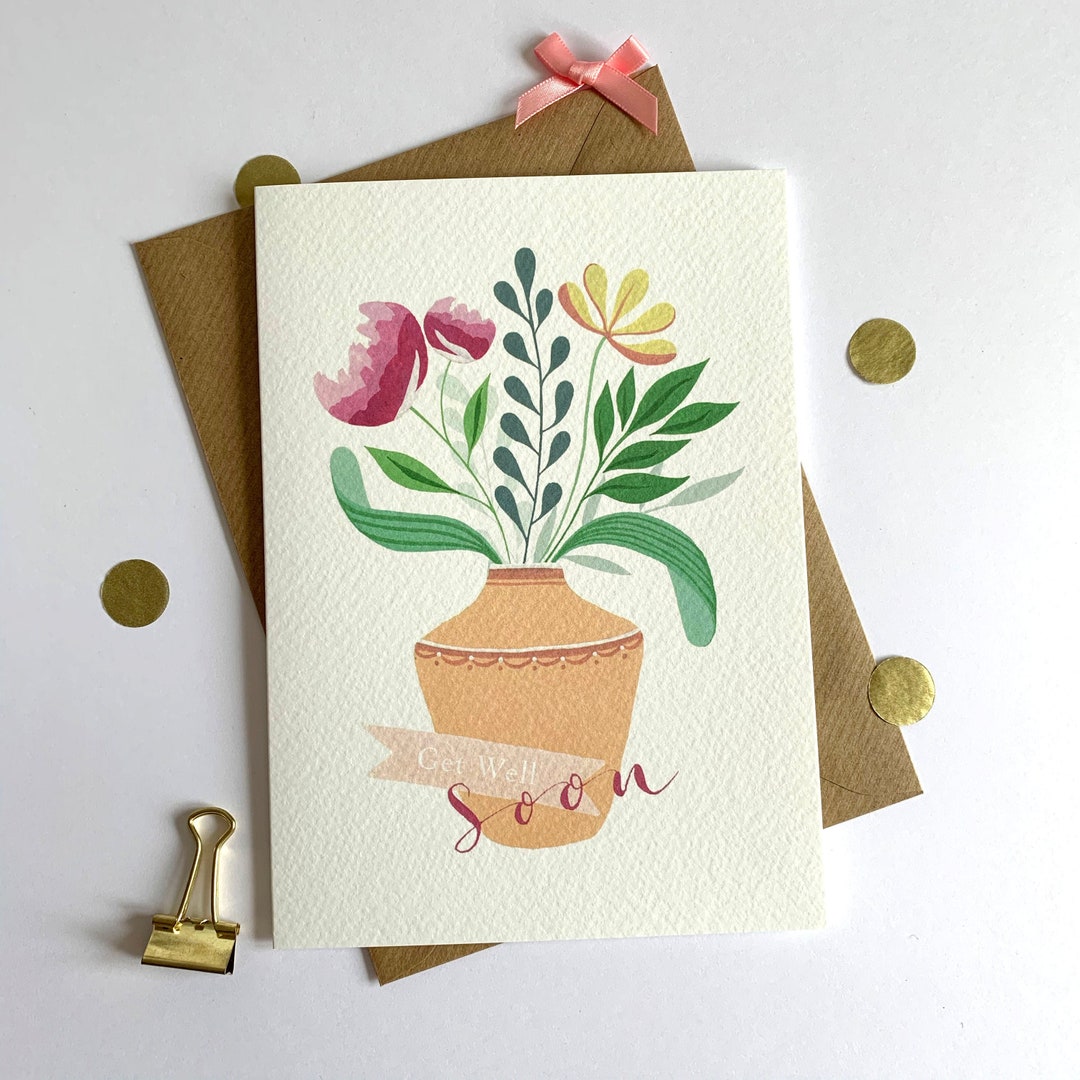Get Well Soon Card, Get Well, Flowers, Bouquet Etsy