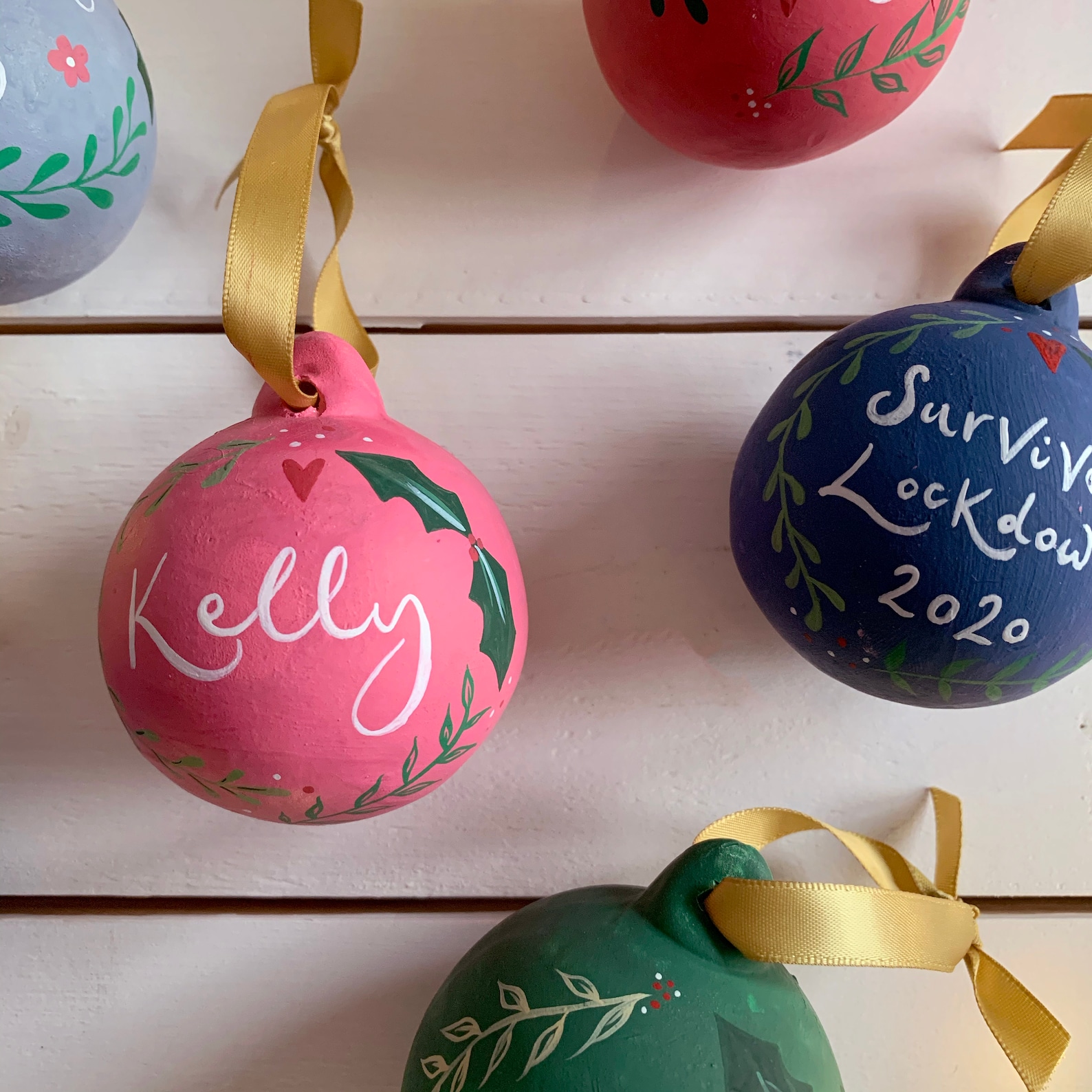 Personalised Bauble Hand Painted Ceramic Bauble Christmas Etsy