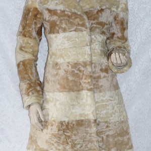 60s Penny Lane fur coat original hippie EU/DE XS 34 large collar stripes design 70s high quality elegant unusual rare