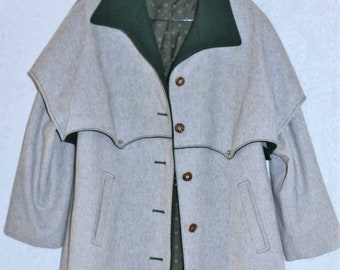 Manteau traditionnel Loden nouvelle laine 70 s 80 s Bavière gris UE/DE M L 40 42 manteau vintage manteau d'hiver manteau de loden de chasseresse