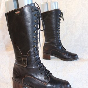 Leather lace-up boots y2k EU/DE size 38 39 Pikolinos vintage boho robust black brass