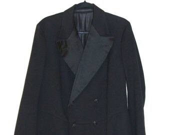 Redingote véritable manteau vintage taille EU/DE. S/Metre frac classique croisé chic gothique élégant