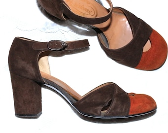 70er Hippie Sandalette EU/DE Gr.37 Wildleder cut out Schuhe true vintage boho