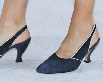 Sandals Slingbacks vintage suede 80s y2k EU/DE size 38 comfortable light elegant shoes