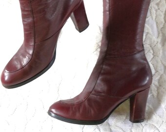 bottes fines en cuir hippie taille EU/DE. 37 boho talon haut vintage sexy fermeture éclair à l'arrière