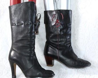 2x Hippie Boots EU/DE Size 36 Leather Boho Vintage Ankle Boots Slip-on Boots Heel Boots Set