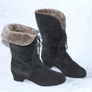 Jaren '70 winterlaarzen leer EU/DE maat. 37 38 Lamsvacht voering envelop hippie boho echte vintage Gotthard