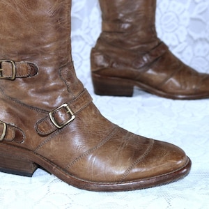 Biker Belstaff Boots EU/DE maat 37 volledig leren laarzen gespen rits achterkant vintage smal
