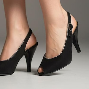 Czółenka z lat 80., rozmiar EU/DE 36, zamszowe, sandały na obcasie typu slingback, 10,5 cm, z odkrytymi palcami, srebrne koraliki, eleganckie, vintage