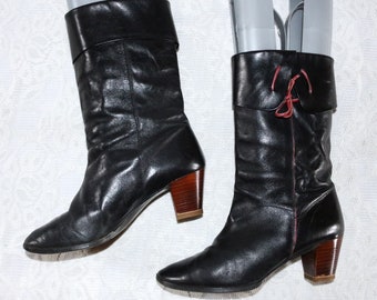 70er Ankle Boots Hippie Lederstiefel EU/DE Gr. 36 Stiefeletten boho Halbstiefel Umschlag
