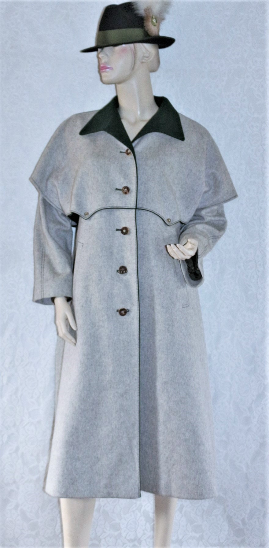 ジャケット・アウター BAVARIA LODEN\" wool long coat Mystical Vintage Loden Coat in Forest Green | Pure Wool | Handmade