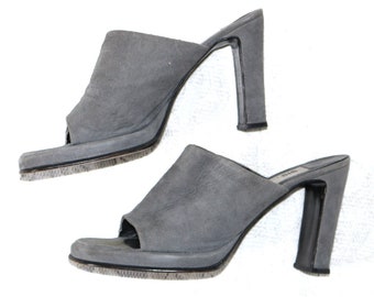 Slipper mules y2k EU/DE size. 39 platform high heel 1.5 cm/10 cm vintage clogs suede leather sole