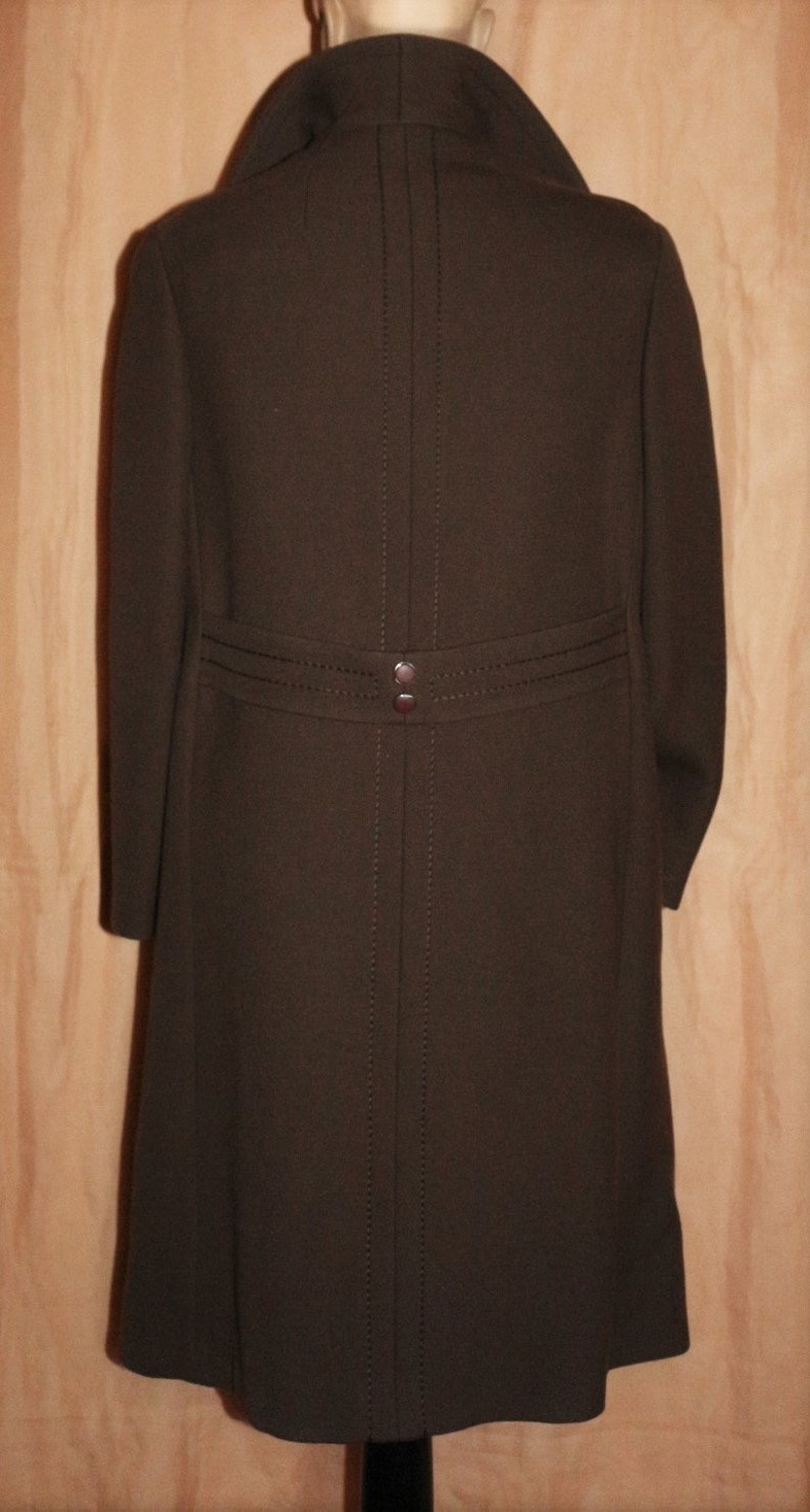 70s coat size L 40 42 wool coat with big collar TOP plain elegant hippie brown new wool