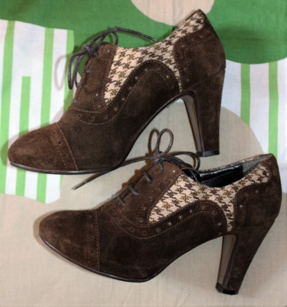 Veterschoenen Platform Leer Hoge Hak EU/DE Gr.35 36 Suède Stof - Etsy België