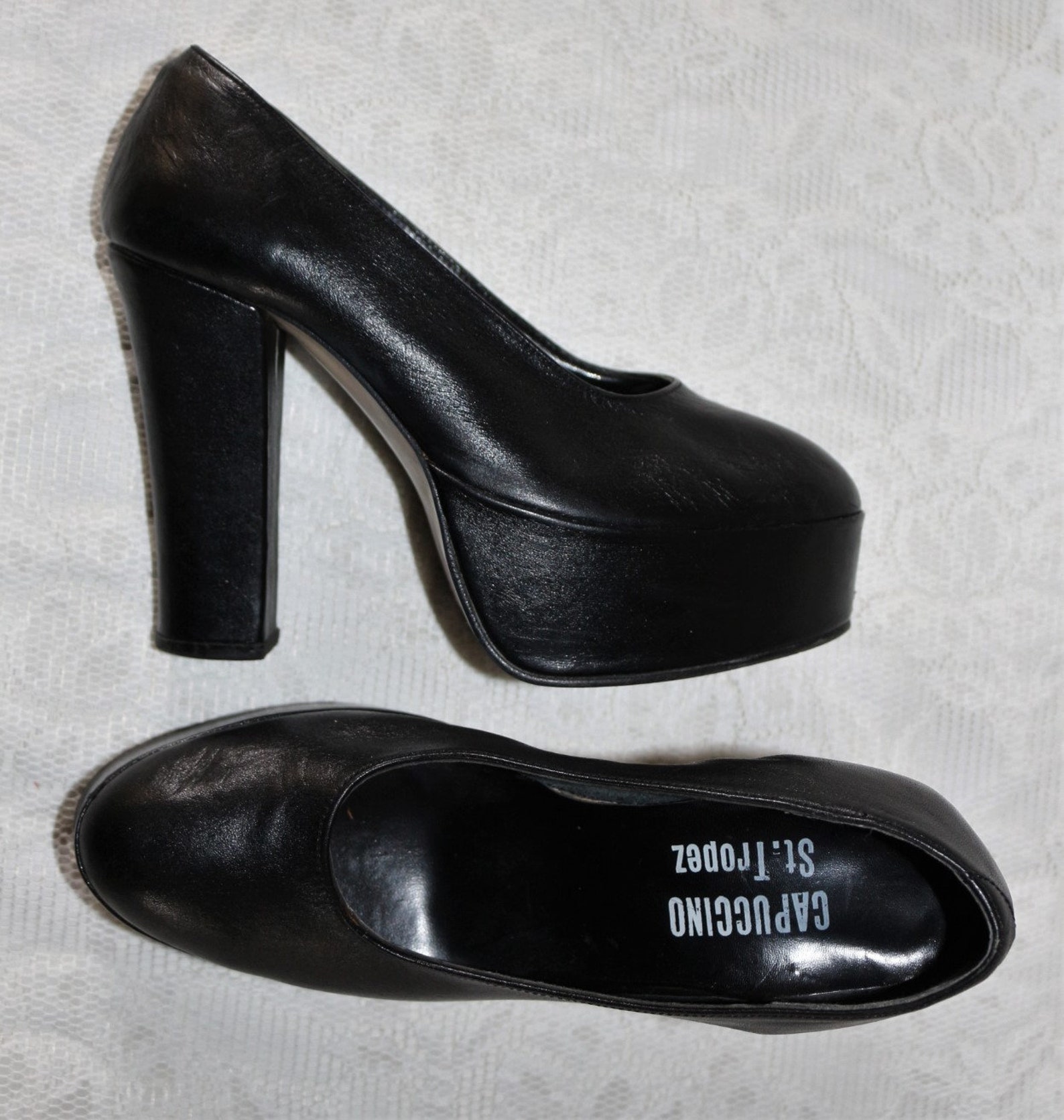 Plateau Pumps leren vintage jaren 80 jaren 90 schoenen EU/DE Etsy
