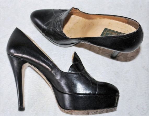 Plateau Pumps Stiletto 70s 80s Leather High Heel … - image 5