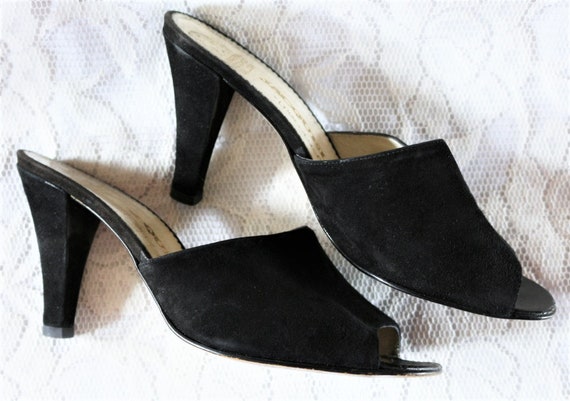 Leather Mules Slipper Peep Toe EU/DE Size 39 Suede Clogs