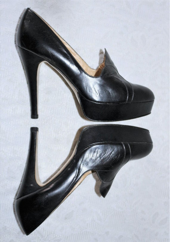 Plateau Pumps Stiletto 70s 80s Leather High Heel … - image 7